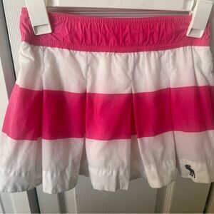 Abercrombie girls pink and white stripe pleated stretchy skirt